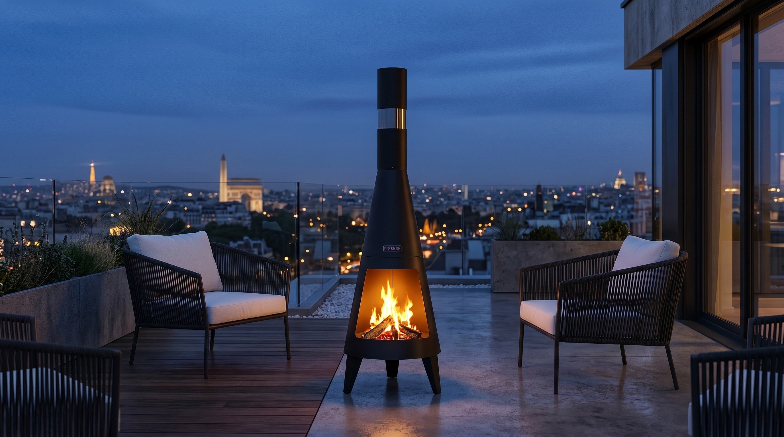 L'Obélisque — Brasero cheminée extérieur 160cm | Métal thermolaqué | L'Art du Feu
